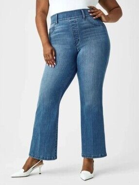 Spanx Indigo Cropped Kick Flare Pants Stretch High Waist Pull On Womens Size 3X